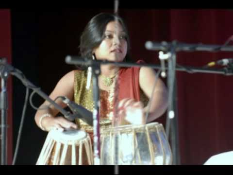Shonali Srivastava playing tabla in performance